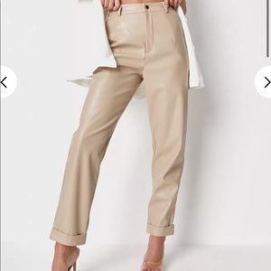 Missguided Tan faux leather pants